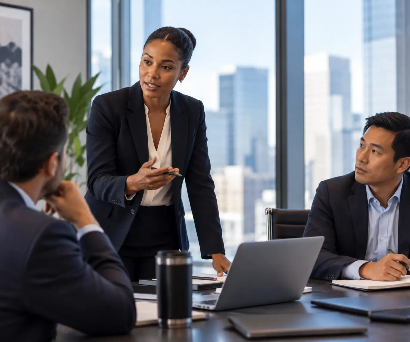 Private equity operating partners reviewing portfolio company recommendations