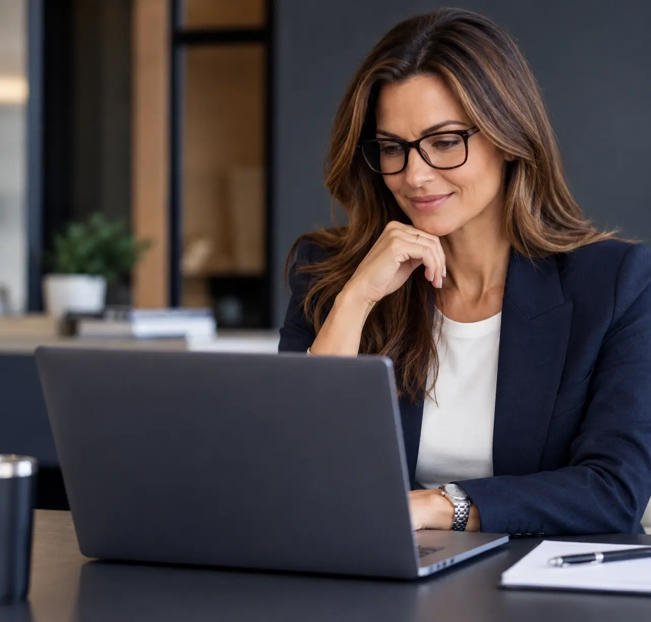 Focused Businesswoman at Laptop