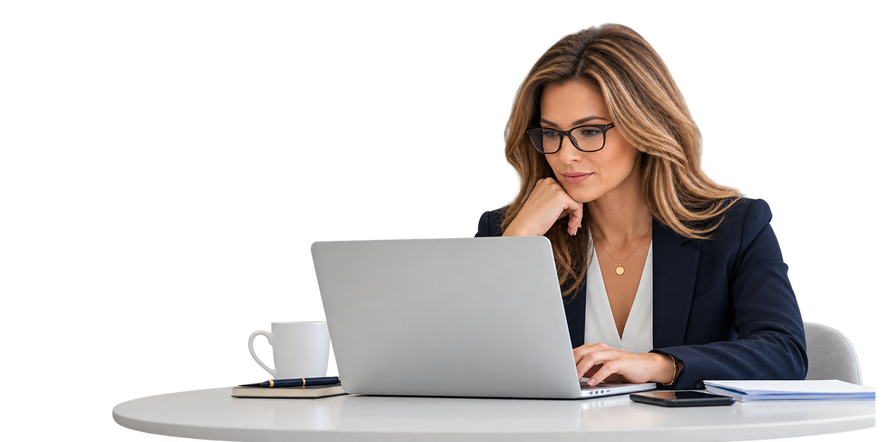 Professional Woman Working at Laptop