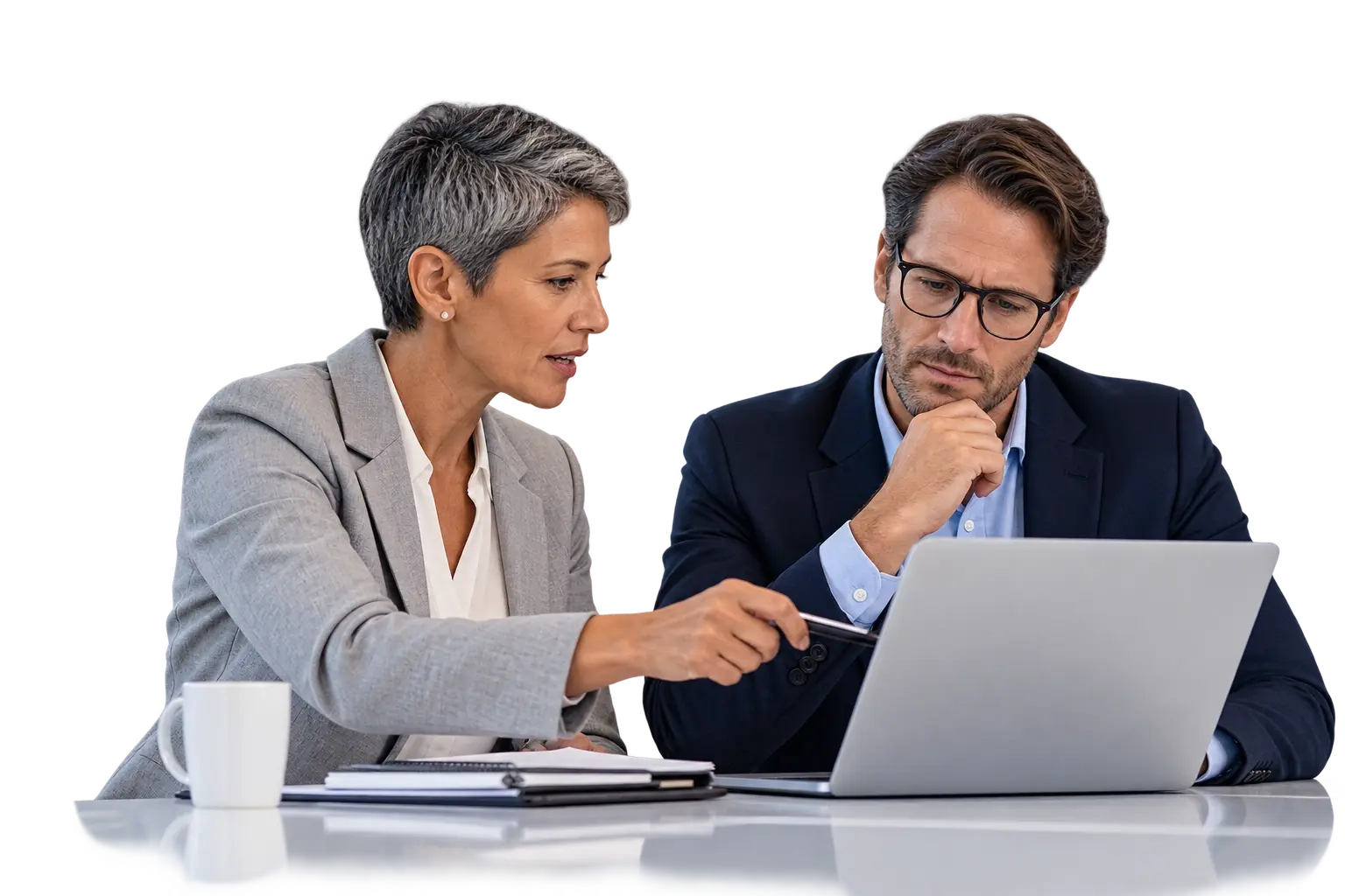 Professionals Collaborating Over Laptop