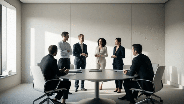Group of people in a meeting room.