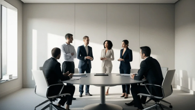 Group of people in a meeting room.